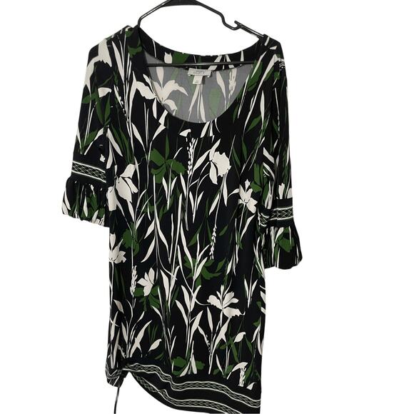 ANN TAYLOR LOFT BLACK & WHITE FLORAL NOVELTY PRINT SHIFT DRESS SIZE 10 - Picture 2 of 7